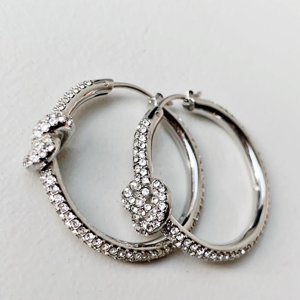 Michael Kors Silver Pavé Knot Hoops